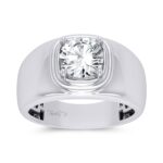 Men's 2ct Lab Grown Diamond Bezel Solitaire Ring in 14K White Gold
