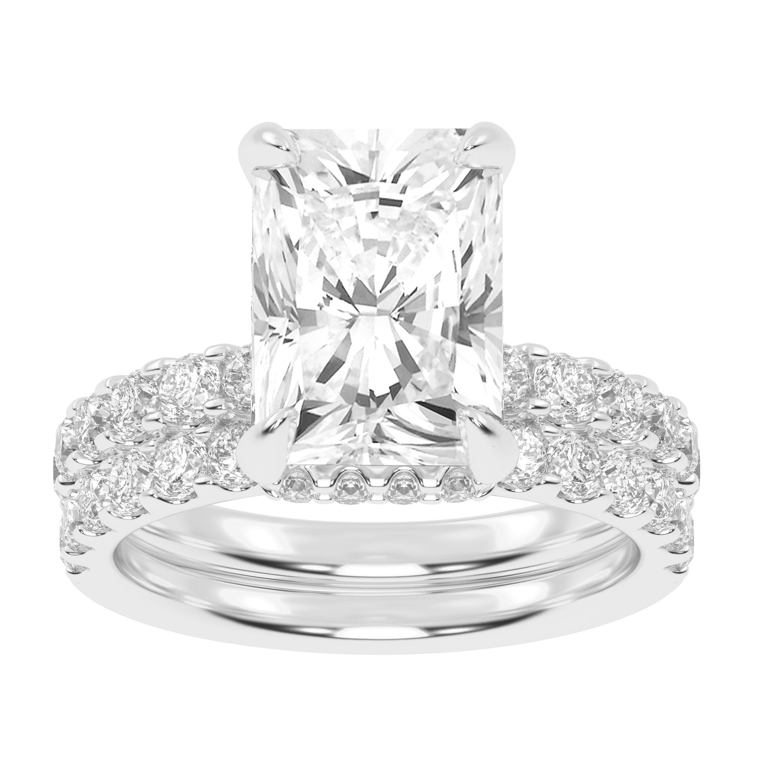 14K White Gold 4.44CT Radiant Cut Diamond Bridal Set - Image 1