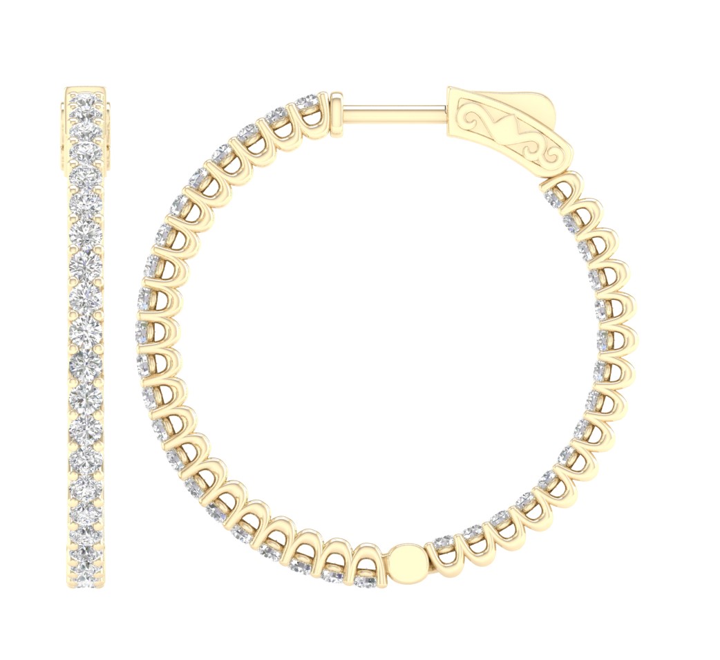 14K Yellow Gold 2.00CT Lab Grown Diamond Hoop Earrings - Image 1