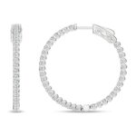 14K White Gold 1.00ct Diamond Hoop Earrings