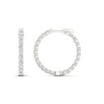 14K White Gold 4.00CT Lab Grown Diamond Hoop Earrings