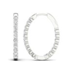 14K White Gold 2.00CT Lab Diamond Hoop Earrings