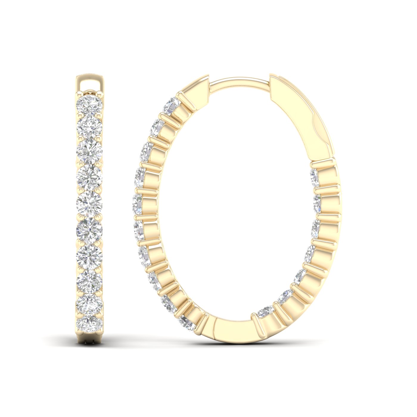 14K Yellow Gold 2.00CT Lab Grown Diamond Hoop Earrings - Image 1