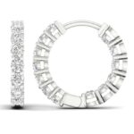14K White Gold 1.00CT Lab Grown Diamond Hoop Earrings