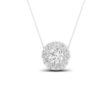 14K White Gold 1.00 CT Lab-Grown Round Diamond Pendant