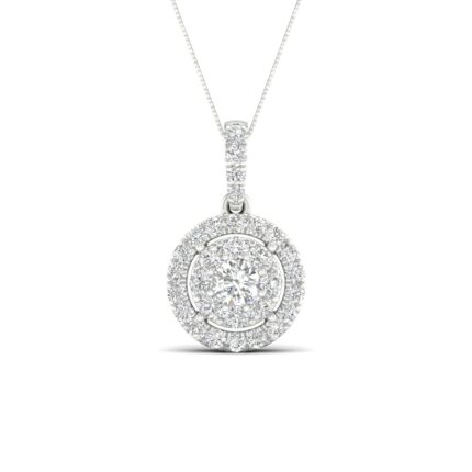14K White Gold 0.50 CT Lab-Grown Round Diamond Pendant