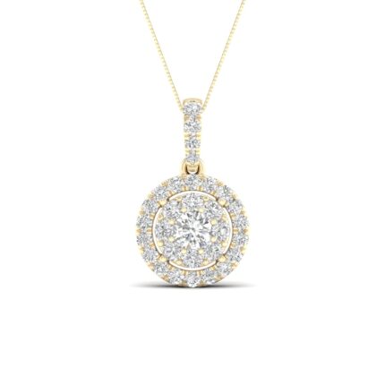 14K Yellow Gold 0.50 CT Lab-Grown Round Diamond Pendant