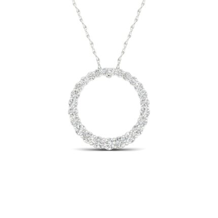 14K White Gold 1.00 CT Lab Diamond Pendant