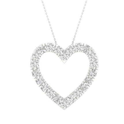 14K White Gold 1.00 CT Certified Lab-Grown Diamond Heart Pendant
