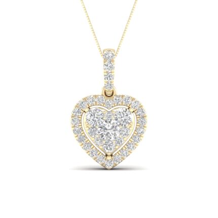 14K Yellow Gold 0.50 CT Lab-Grown Heart Diamond Pendant