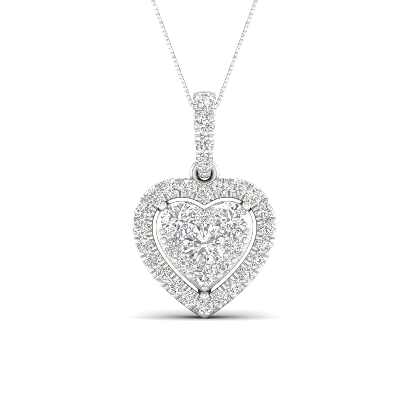 14K White Gold 0.50 CT Lab-Grown Heart Diamond Pendant - Image 1