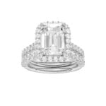 14K White Gold 4.00CT Emerald Cut Diamond Bridal Set