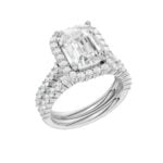 14K White Gold 4.00CT Emerald Cut Diamond Bridal Set - Image 4