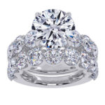 14K White Gold 10.00CT Round Diamond Bridal Set