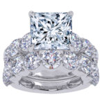 14K White Gold 10.00CT Princess Cut Diamond Bridal Set