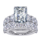 14K White Gold 10.00CT Emerald Cut Diamond Bridal Set