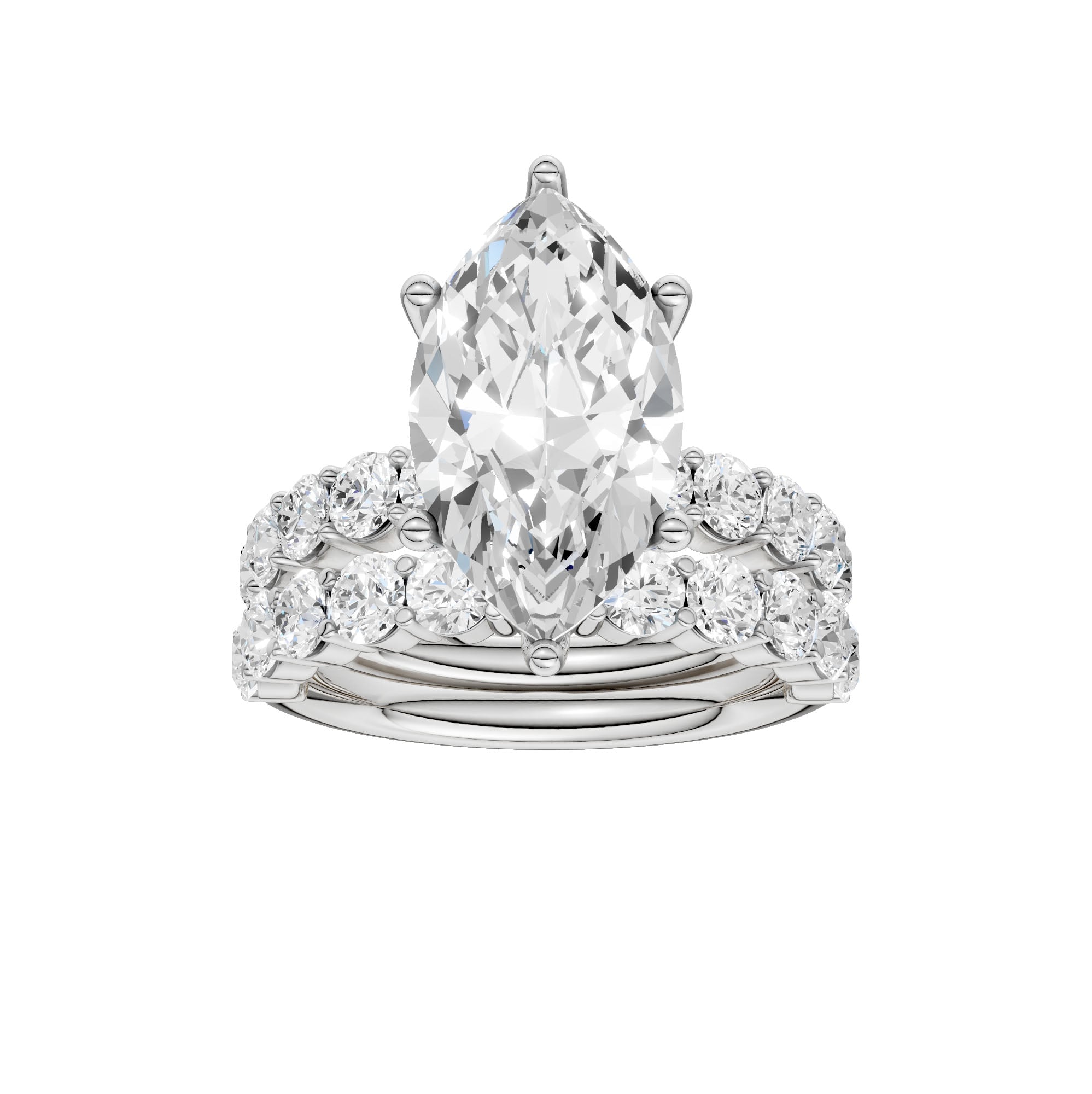 14K White Gold 5.00CT Pear Shaped Diamond Bridal Set - Image 1