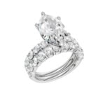 14K White Gold 5.00CT Pear Shaped Diamond Bridal Set - Image 4