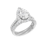 14K White Gold 3.00CT Pear Shaped Diamond Bridal Set - Image 4