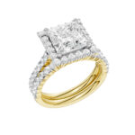 14K Yellow Gold 4.00CT Princess Cut Diamond Bridal Set - Image 4