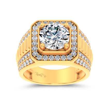 14K 4.12CT Lab Diamond Mens Ring