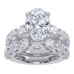 14K White Gold 10.00CT Oval Diamond Bridal Set