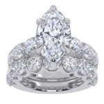 14K White Gold 10.00CT Pear Shaped Diamond Bridal Set