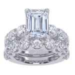 14K White Gold 10.00CT Emerald Cut Diamond Bridal Set