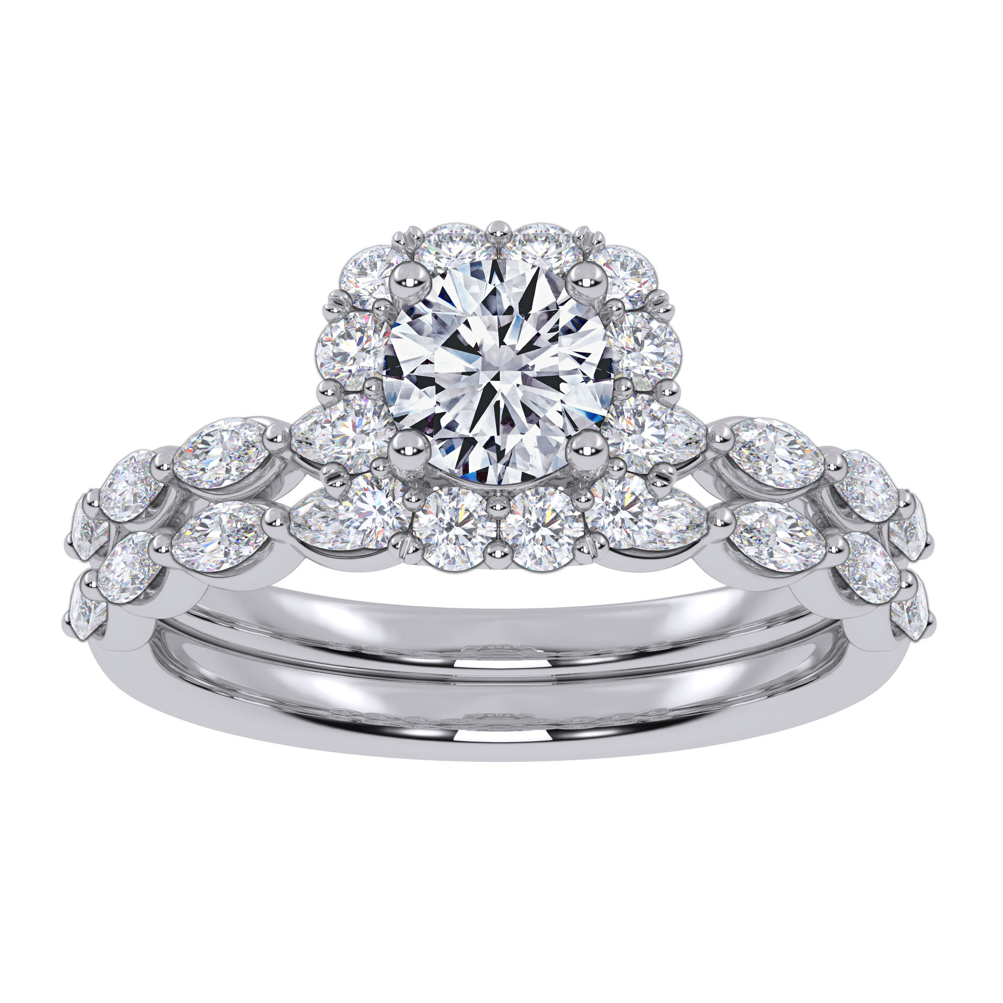 10K White Gold 1.25CT Round Diamond Bridal Set - Image 1