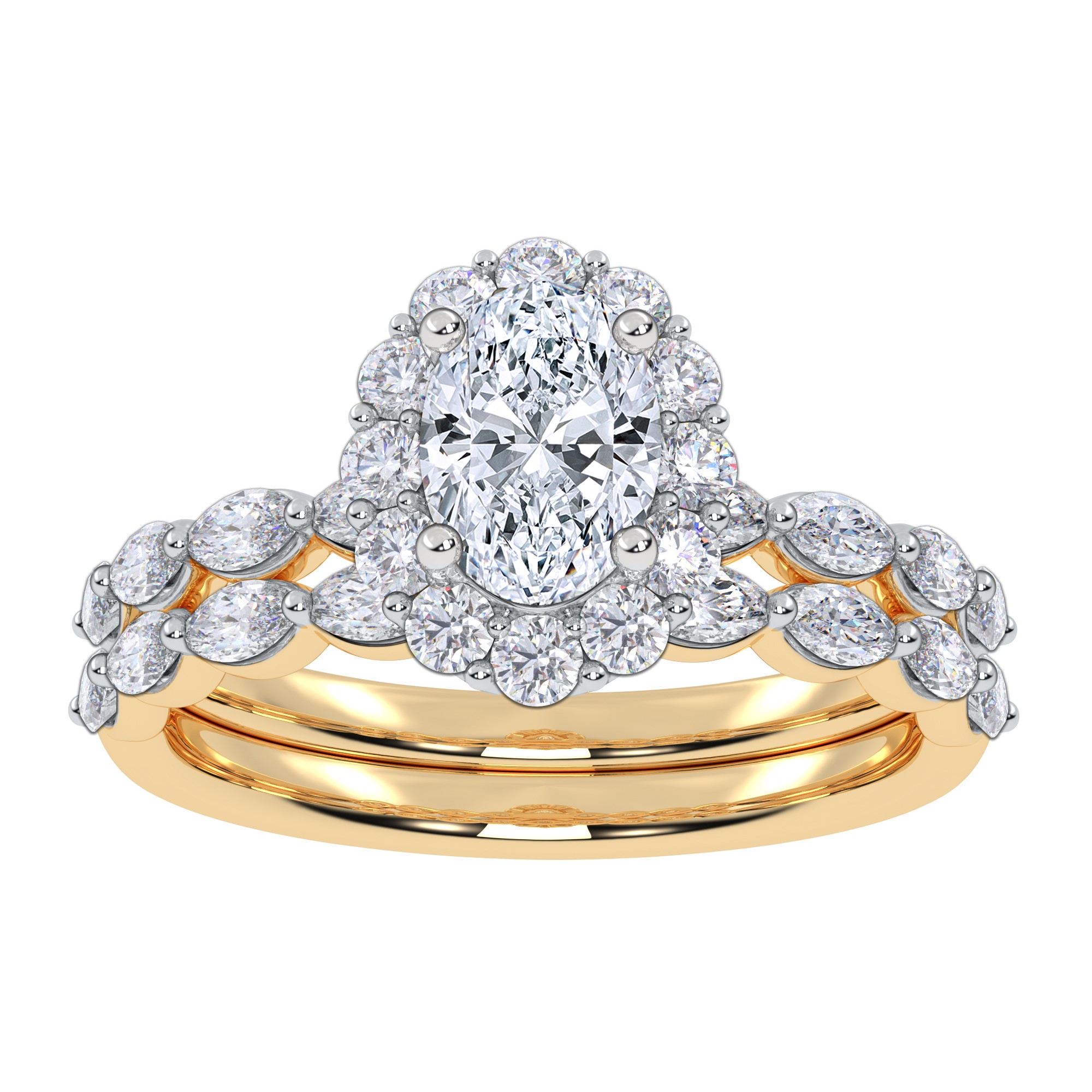 10K Yellow Gold 1.25CT Oval Diamond Bridal Set - Image 1