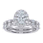10K White Gold 1.25CT Oval Diamond Bridal Set