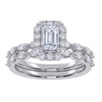 10K White Gold 1.25CT Emerald Cut Diamond Bridal Set