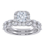 10K White Gold 1.25CT Princess Cut Diamond Bridal Set
