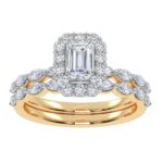 10K Yellow Gold 1.25CT Emerald Cut Diamond Bridal Set