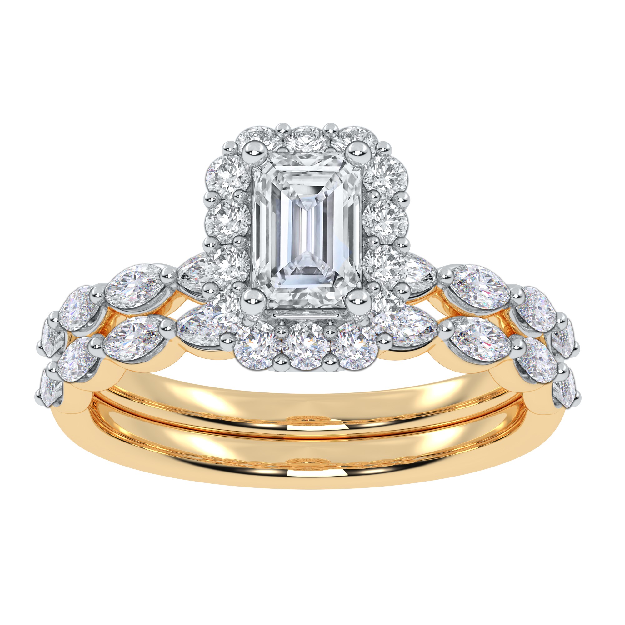 10K Yellow Gold 1.25CT Emerald Cut Diamond Bridal Set - Image 1
