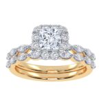 10K Yellow Gold 1.25CT Princess Cut Diamond Bridal Set