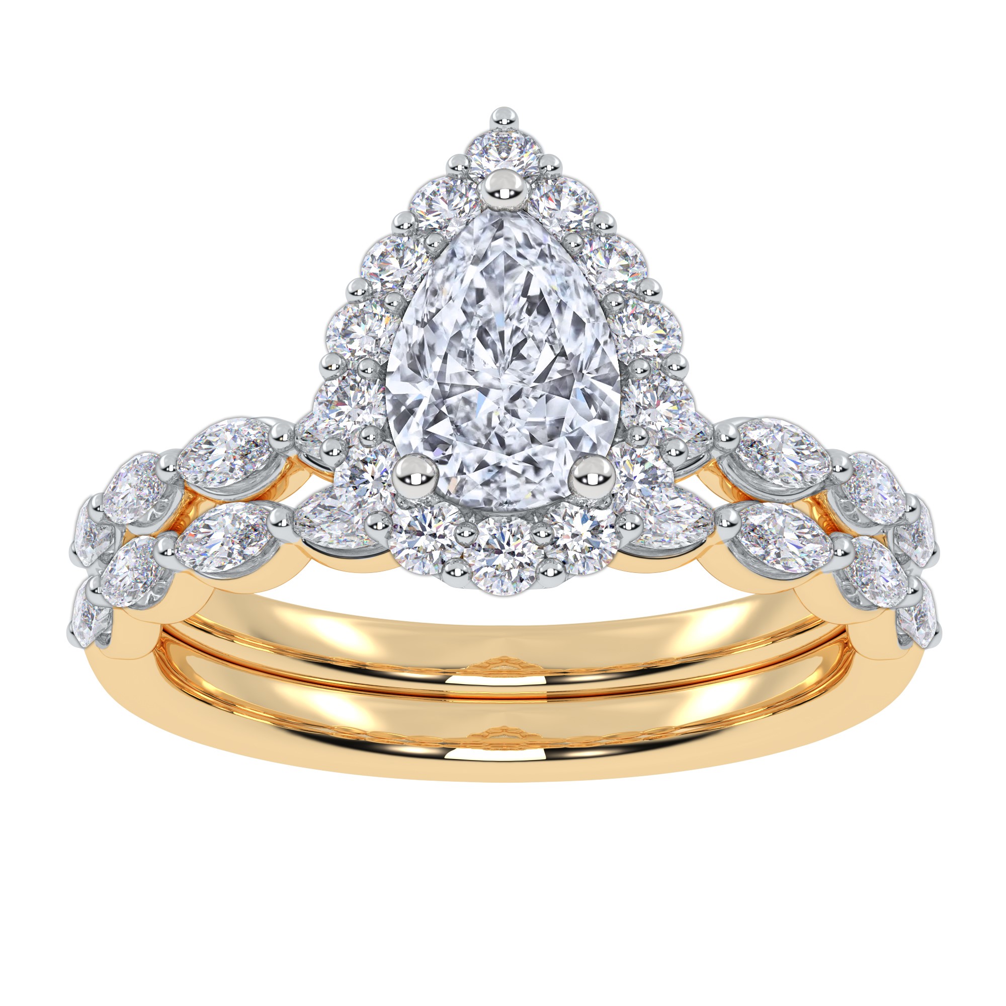 10K White Gold 1.25CT Pear Shaped Diamond Bridal Set - Image 1