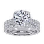 14K White Gold 2.54CT Cushion Cut Diamond Bridal Set