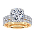 14K Yellow Gold 2.54CT Cushion Cut Diamond Bridal Set