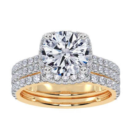 14K 2.54CT Certified Lab Grown Diamond Bridal Set