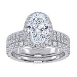 14K White Gold 2.54CT Oval Diamond Bridal Set