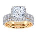 14K Yellow Gold 2.54CT Princess Cut Diamond Bridal Set