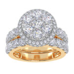 10K Yellow Gold 3.00CT Round Diamond Bridal Set