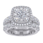 10K White Gold 3.00CT Round Diamond Bridal Set