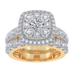 10K Yellow Gold 3.00CT Round Diamond Bridal Set