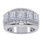 Men's 5ct Lab Grown Emerald-Cut and Round Diamond Band in 14K White Gold