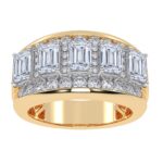 Men's 5ct Lab Grown Emerald-Cut and Round Diamond Band in 14K Yellow Gold