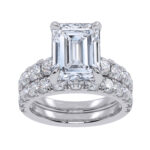 14K White Gold 5.04CT Emerald Cut Diamond Bridal Set