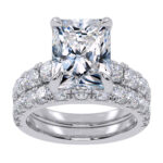 14K White Gold 5.04CT Princess Cut Diamond Bridal Set
