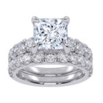 14K White Gold 5.04CT Princess Cut Diamond Bridal Set